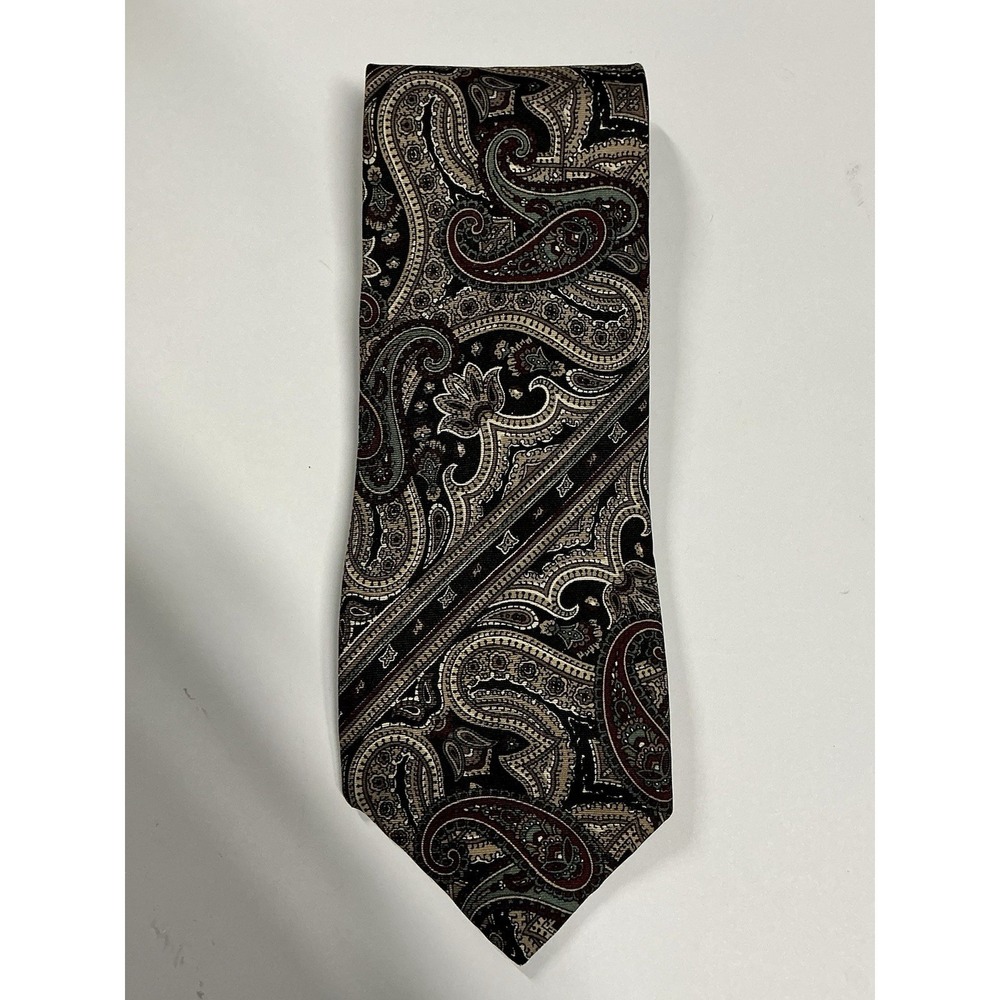 Vtg harve' benard Pure‎ Silk Multi Colored/Aubergine Paisley Print 59" X 4"